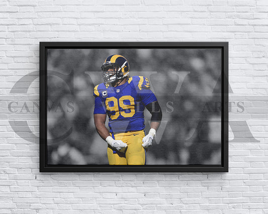 Aaron Donald Black & White Canvas Art American Football Canvas Wall Art
