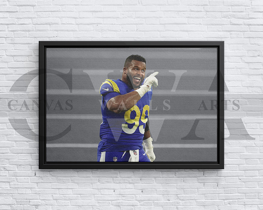 Aaron Donald Black & White Canvas Art American Football Canvas Wall Art