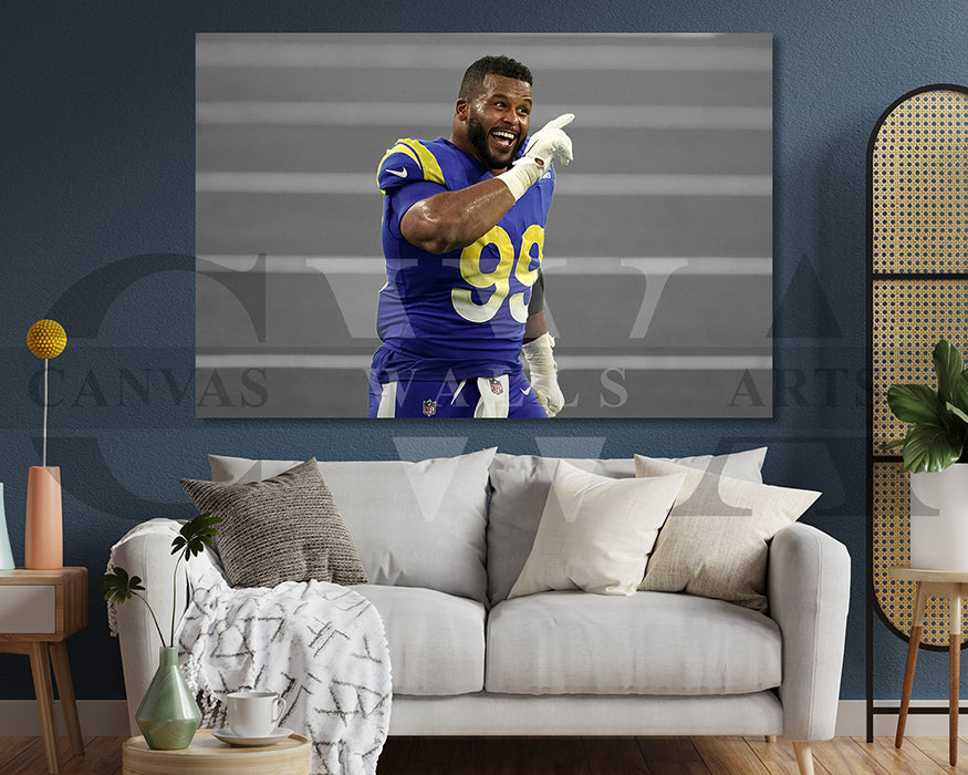 Aaron Donald Black & White Canvas Art American Football Canvas Wall Art
