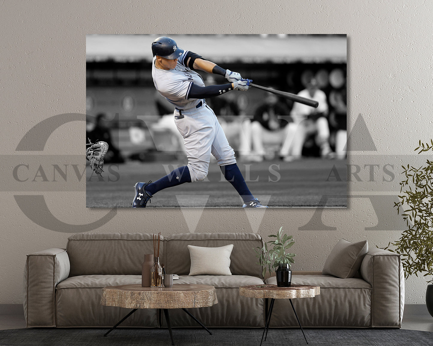 Aaron Judge Black & White Canvas Art Baseball Canvas Wall Art
