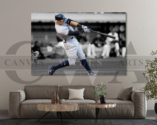 Aaron Judge Black & White Canvas Art Baseball Canvas Wall Art
