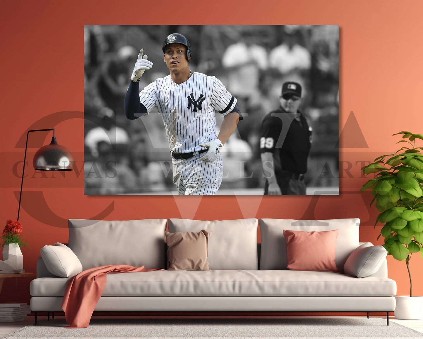 Aaron Judge Black & White Canvas Art Baseball Canvas Wall Art