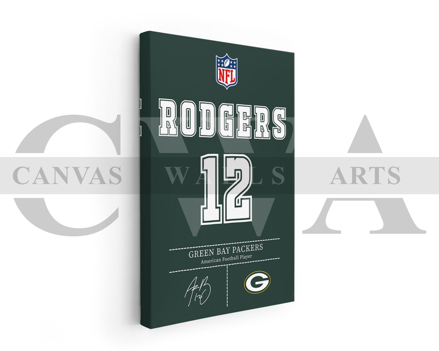Aaron Rodgers Canvas Wall Art - NFL Jersey Poster | Ready to Hang Sports Canvas Print