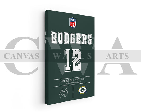 Aaron Rodgers Canvas Wall Art - NFL Jersey Poster | Ready to Hang Sports Canvas Print