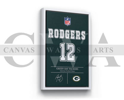 Aaron Rodgers Canvas Wall Art - NFL Jersey Poster | Ready to Hang Sports Canvas Print