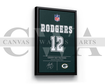Aaron Rodgers Canvas Wall Art - NFL Jersey Poster | Ready to Hang Sports Canvas Print