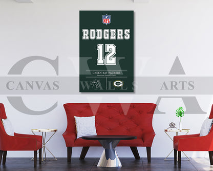 Aaron Rodgers Canvas Wall Art - NFL Jersey Poster | Ready to Hang Sports Canvas Print