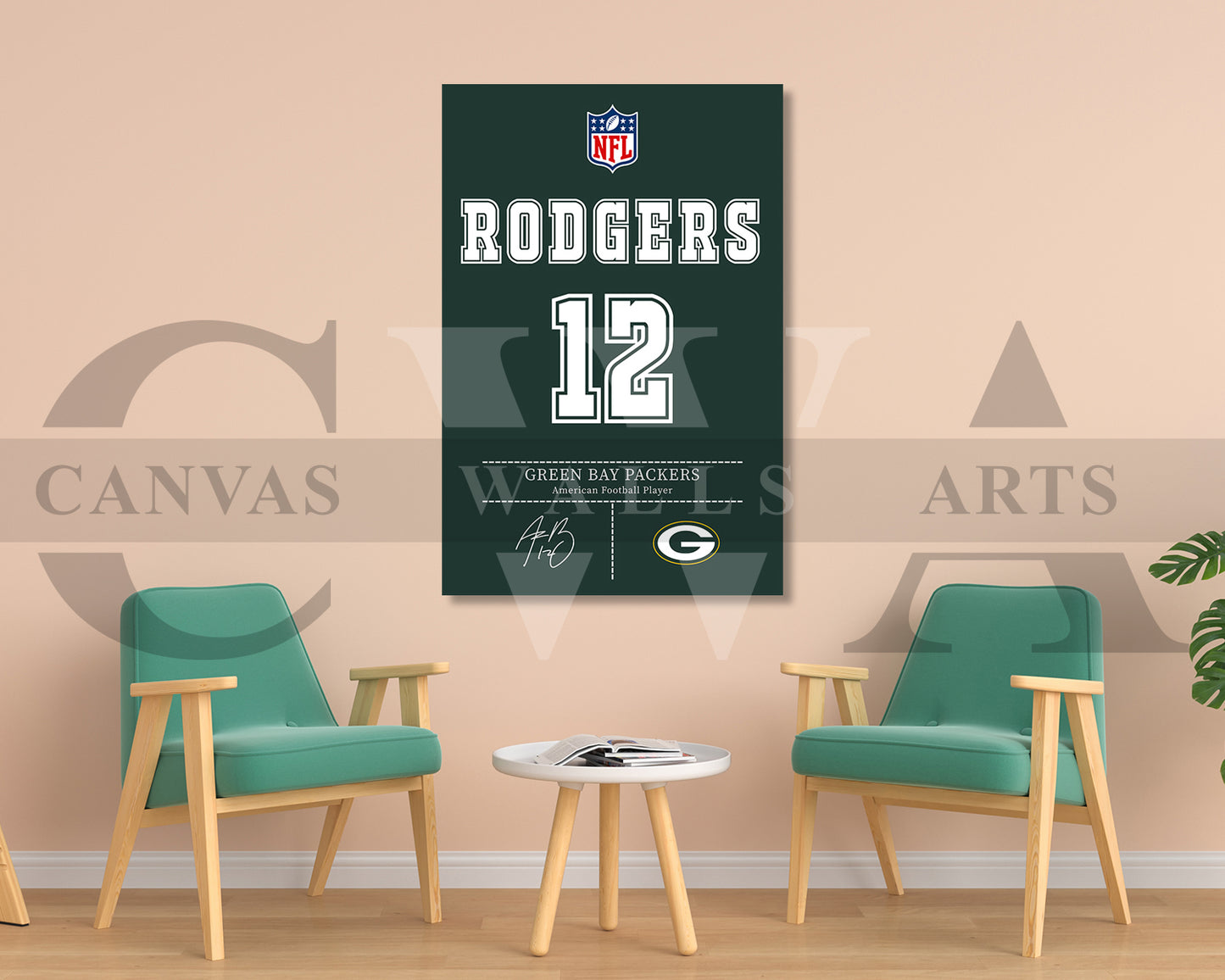 Aaron Rodgers Canvas Wall Art - NFL Jersey Poster | Ready to Hang Sports Canvas Print