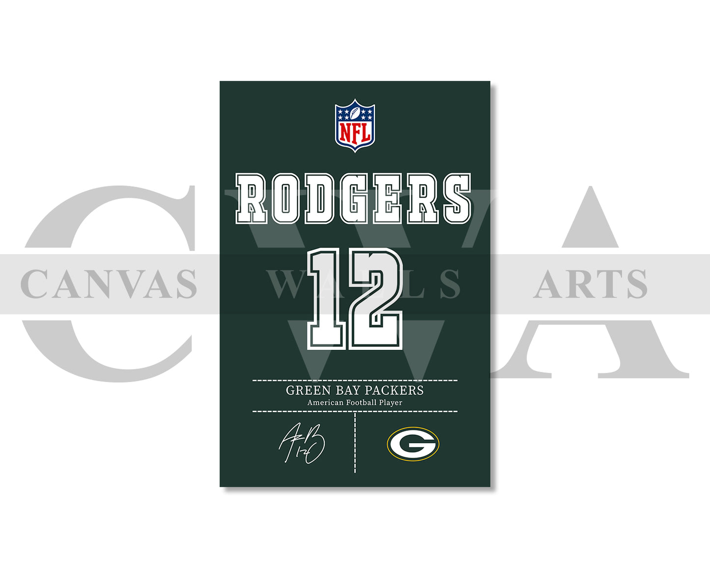 Aaron Rodgers Canvas Wall Art - NFL Jersey Poster | Ready to Hang Sports Canvas Print