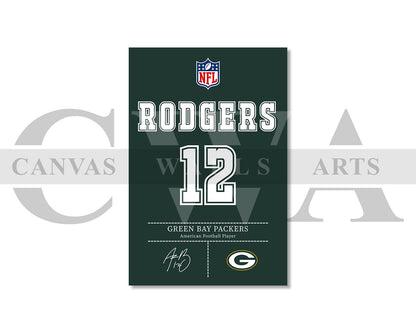 Aaron Rodgers Canvas Wall Art - NFL Jersey Poster | Ready to Hang Sports Canvas Print