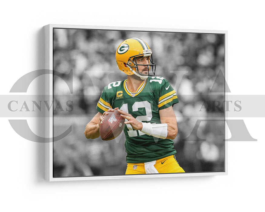 Aaron Rodgers Black & White Canvas Art American Football Canvas Wall Art