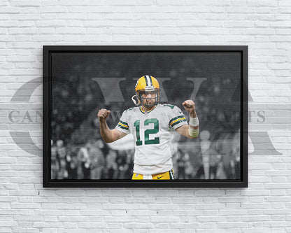 Aaron Rodgers Black & White Canvas Art American Football Canvas Wall Art