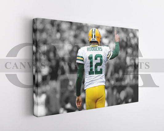 Aaron Rodgers Black & White Canvas Art American Football Canvas Wall Art