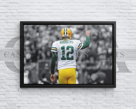 Aaron Rodgers Black & White Canvas Art American Football Canvas Wall Art