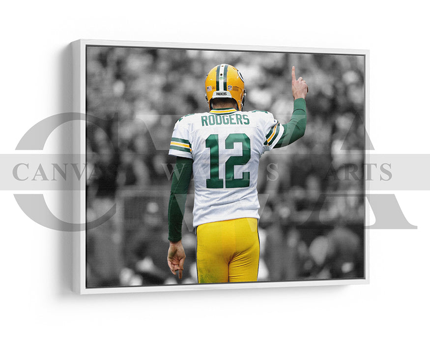 Aaron Rodgers Black & White Canvas Art American Football Canvas Wall Art