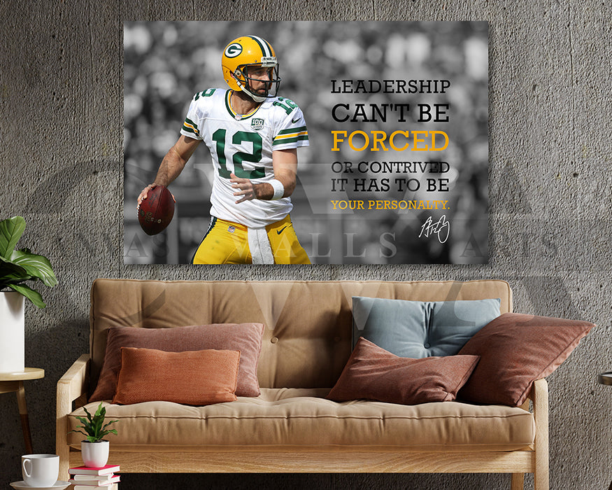 Aaron Rodgers Black & White Canvas Art American Football Canvas Wall Art