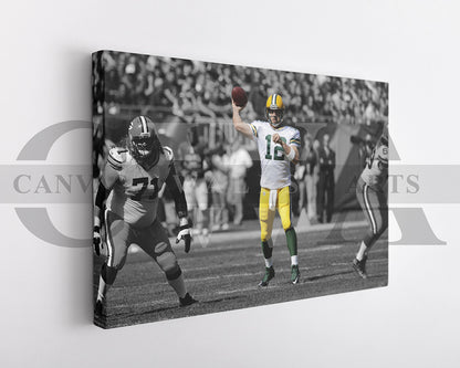 Aaron Rodgers Black & White Canvas Art American Football Canvas Wall Art