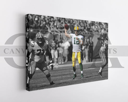 Aaron Rodgers Black & White Canvas Art American Football Canvas Wall Art