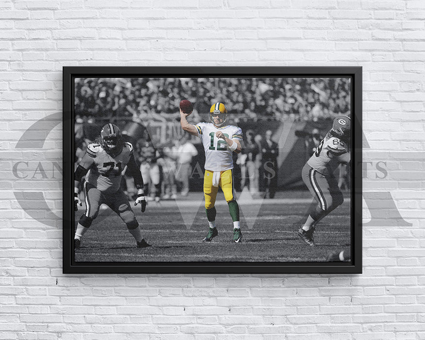 Aaron Rodgers Black & White Canvas Art American Football Canvas Wall Art