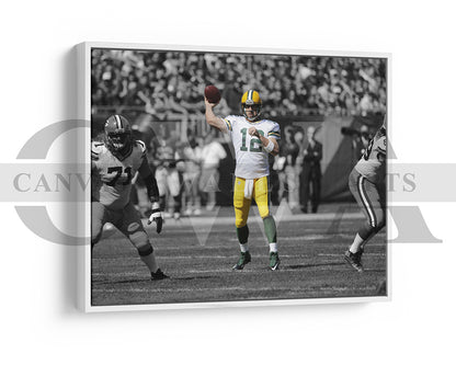 Aaron Rodgers Black & White Canvas Art American Football Canvas Wall Art