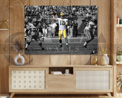 Aaron Rodgers Black & White Canvas Art American Football Canvas Wall Art