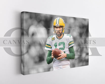 Aaron Rodgers Black & White Canvas Art American Football Canvas Wall Art