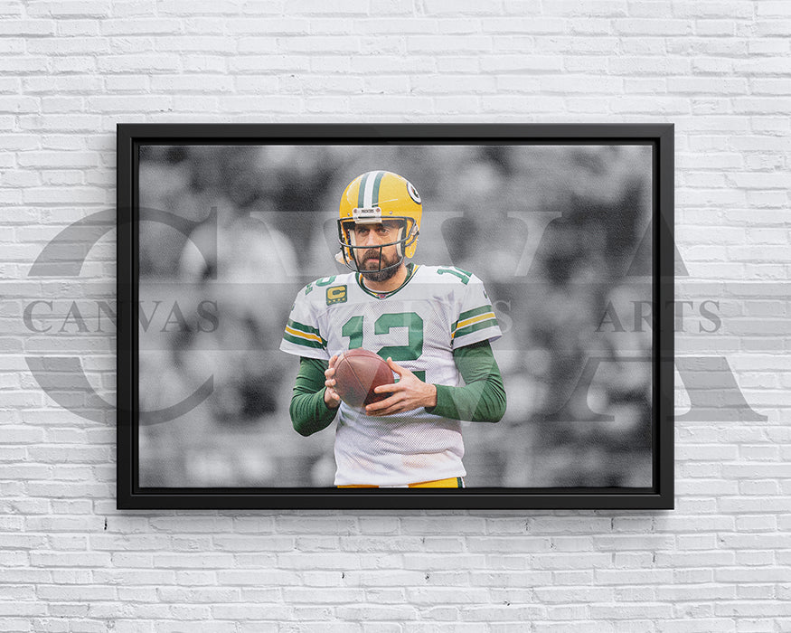 Aaron Rodgers Black & White Canvas Art American Football Canvas Wall Art