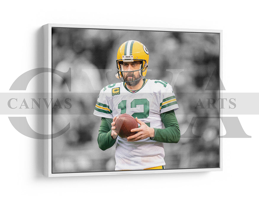 Aaron Rodgers Black & White Canvas Art American Football Canvas Wall Art