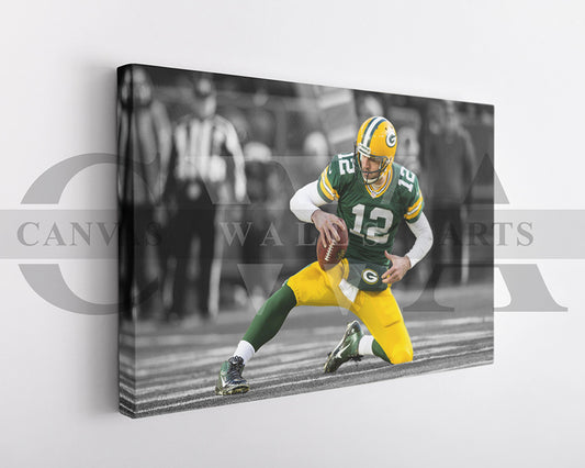 Aaron Rodgers Black & White Canvas Art American Football Canvas Wall Art
