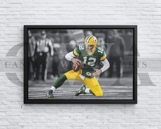 Aaron Rodgers Black & White Canvas Art American Football Canvas Wall Art