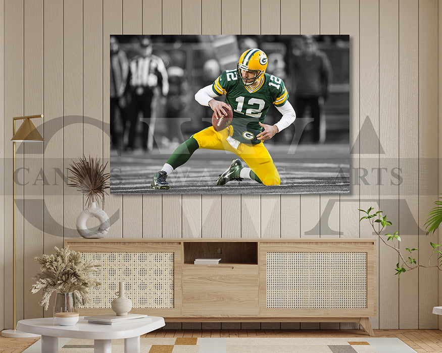 Aaron Rodgers Black & White Canvas Art American Football Canvas Wall Art