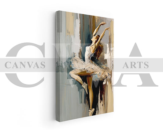 Abstract Ballerina with Brushstrokes Canvas Wall Art