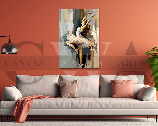 Abstract Ballerina with Brushstrokes Canvas Wall Art