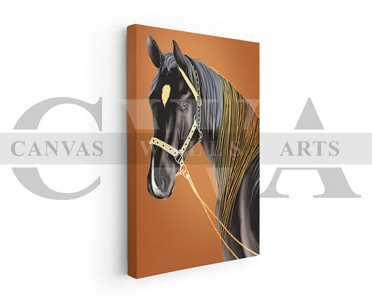 Abstract Black Horse Canvas Wall Art