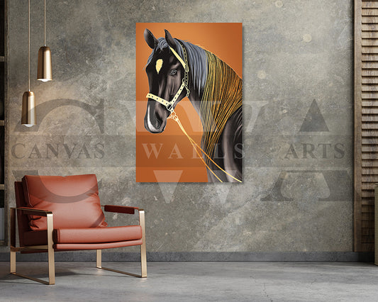 Abstract Black Horse Canvas Wall Art