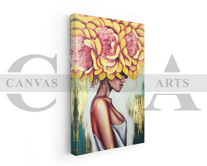 Abstract Flower Head Woman Canvas Wall Art