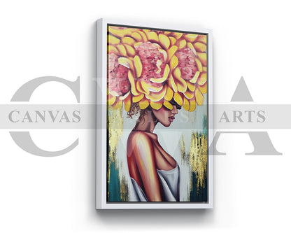 Abstract Flower Head Woman Canvas Wall Art