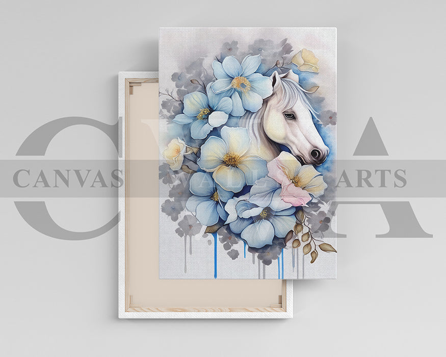 Abstract Flower Horse Canvas Wall Art
