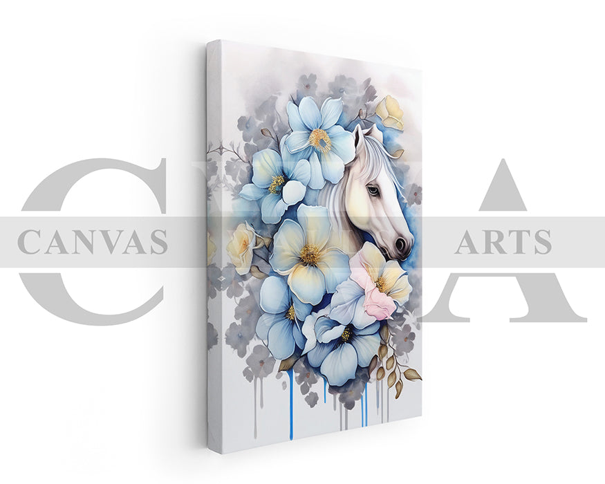 Abstract Flower Horse Canvas Wall Art
