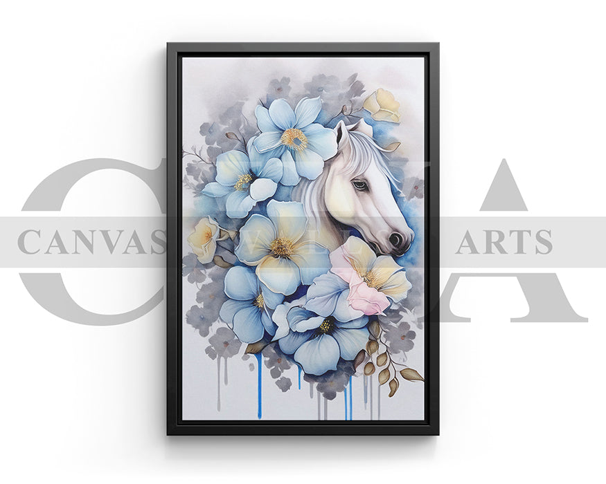 Abstract Flower Horse Canvas Wall Art