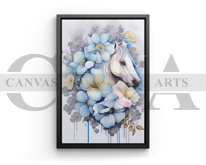 Abstract Flower Horse Canvas Wall Art