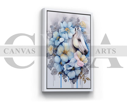 Abstract Flower Horse Canvas Wall Art
