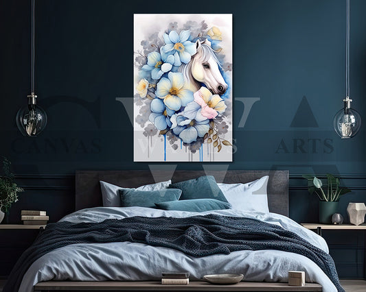 Abstract Flower Horse Canvas Wall Art