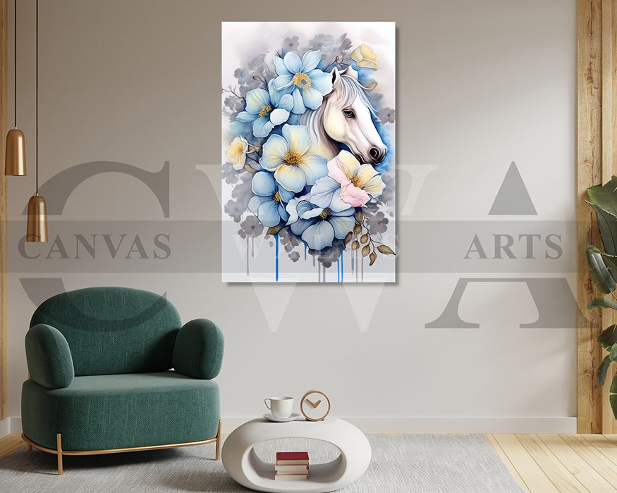 Abstract Flower Horse Canvas Wall Art