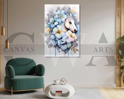 Abstract Flower Horse Canvas Wall Art