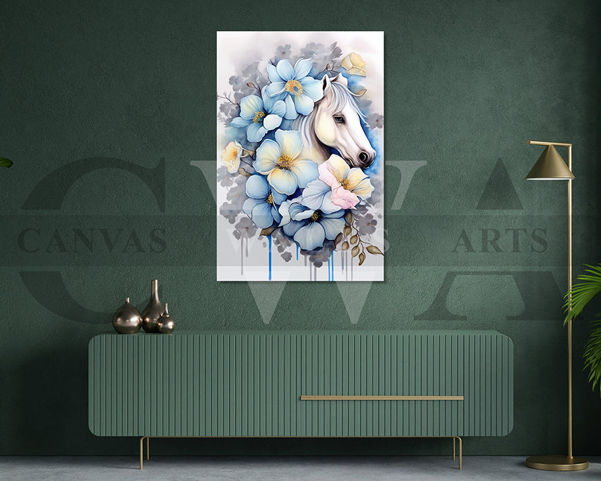 Abstract Flower Horse Canvas Wall Art