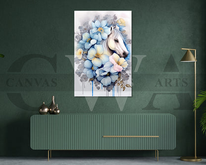 Abstract Flower Horse Canvas Wall Art