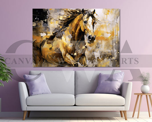 Abstract Paint Horse Canvas Wall Art