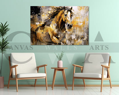 Abstract Paint Horse Canvas Wall Art
