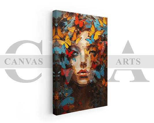 Abstract Woman Butterfly Canvas Wall Art